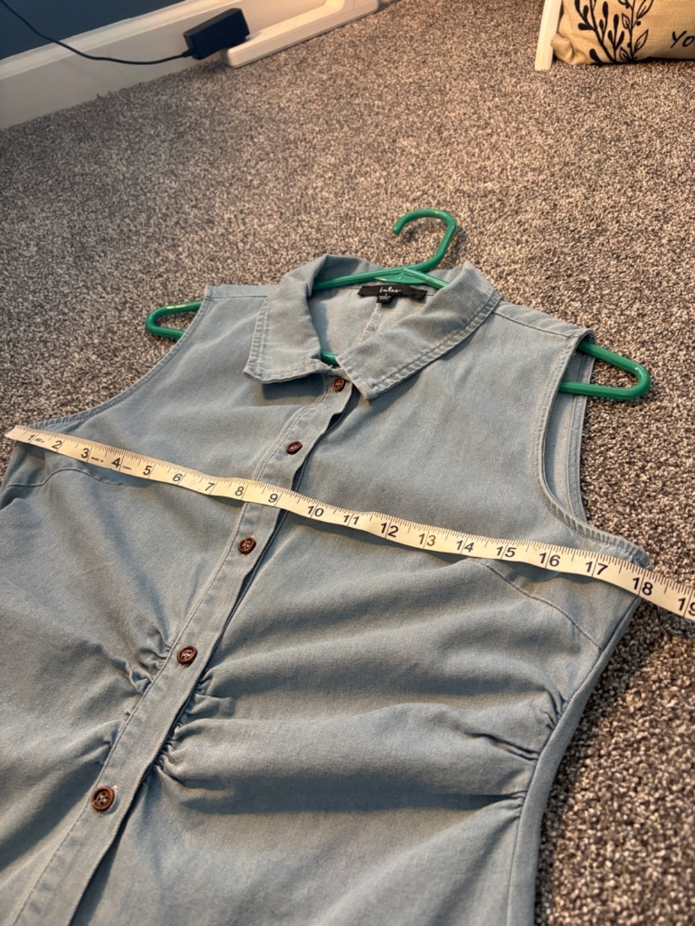 Like New Button Up Chambray Ruched Denim Mini Dress by LuLus Large - Picture 10 of 13